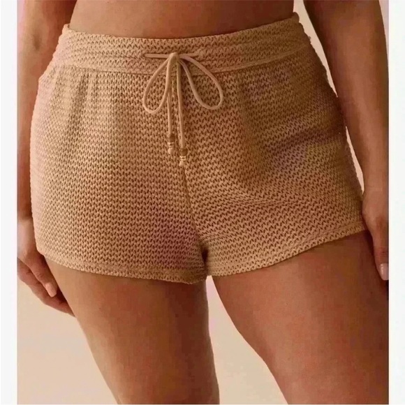 La Vie En Rose Crochet Swim Short, size XL, nude/beige, mid to high-rise. - Picture 1 of 12